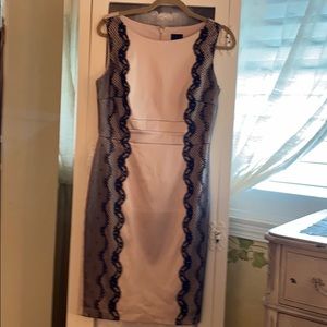 Melrose beige dress with black lace stretch